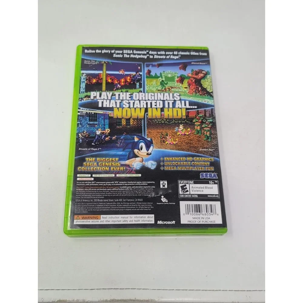 Sonic's Ultimate Genesis Collection‎ Microsoft Xbox 360 2009 Platinum Hits CIB